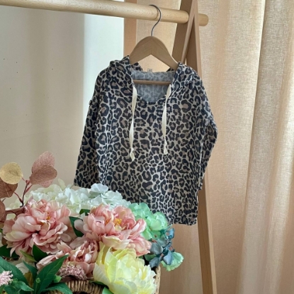 Bluza cu gluga din muselină pentru copii, Leopard – bumbac 100%